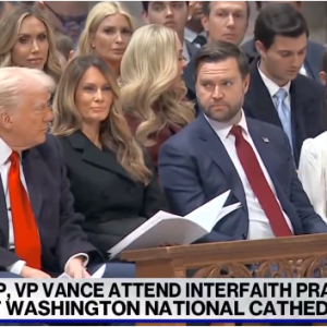 Donald Trump during the homily at the National Cathedral of Washington